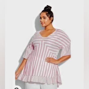 Avenue Blush Striped Tunic Top